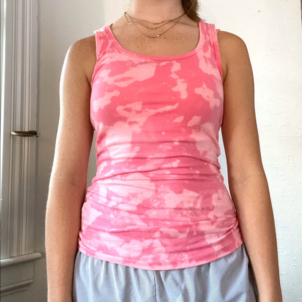 Pink bleached tank top